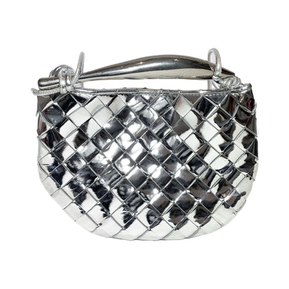 Bottega Veneta Silver Mirrored Laminated Sardine Bag