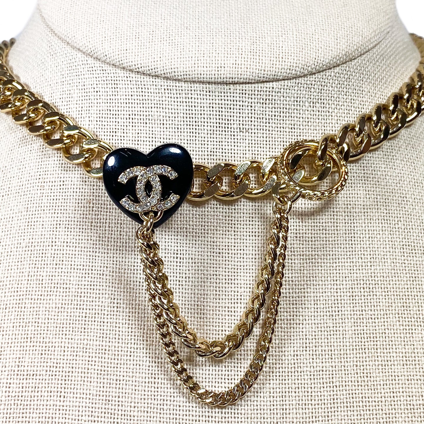 Chanel Black CC Heart Choker