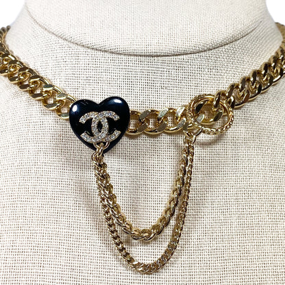 Chanel Black CC Heart Choker