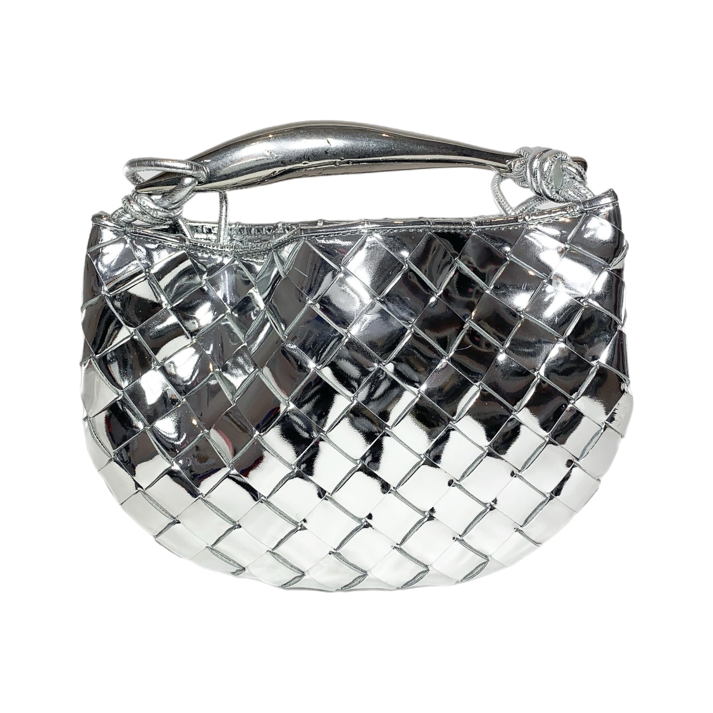 Bottega Veneta Silver Mirrored Laminated Sardine Bag
