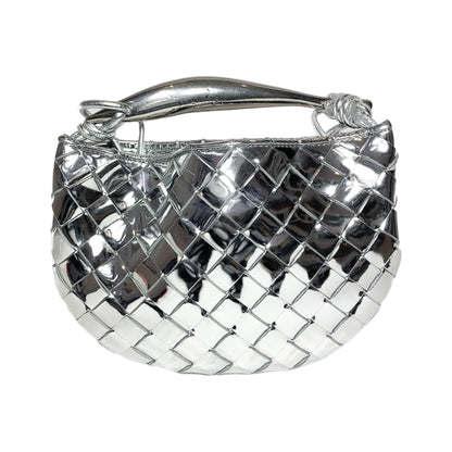 Bottega Veneta Silver Mirrored Laminated Sardine Bag
