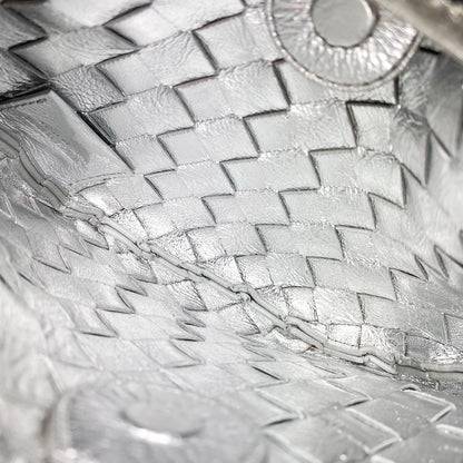 Bottega Veneta Silver Mirrored Laminated Sardine Bag