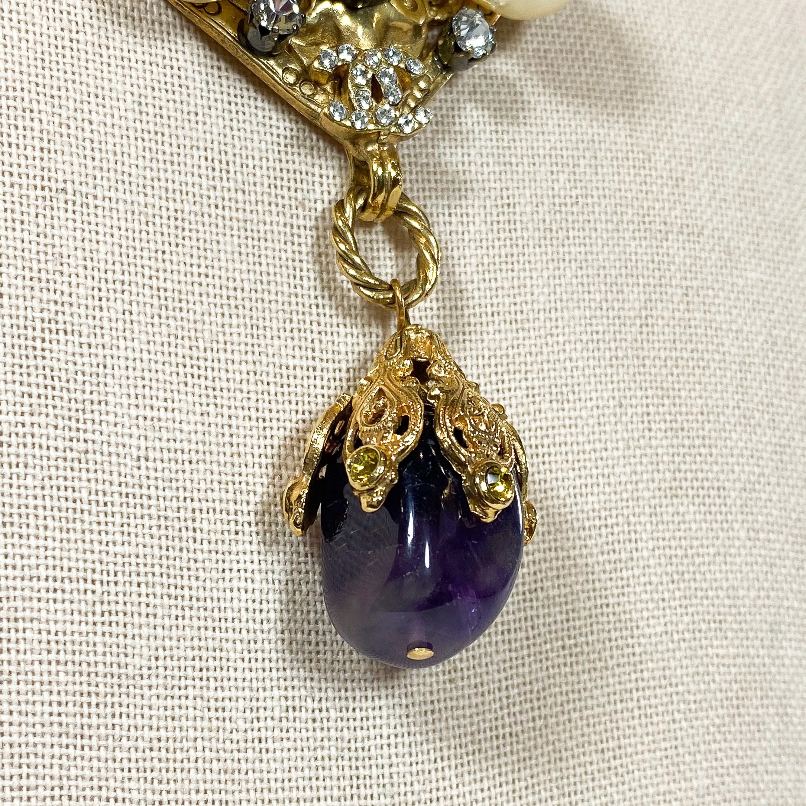 Chanel Vintage Gold Amethyst Necklace