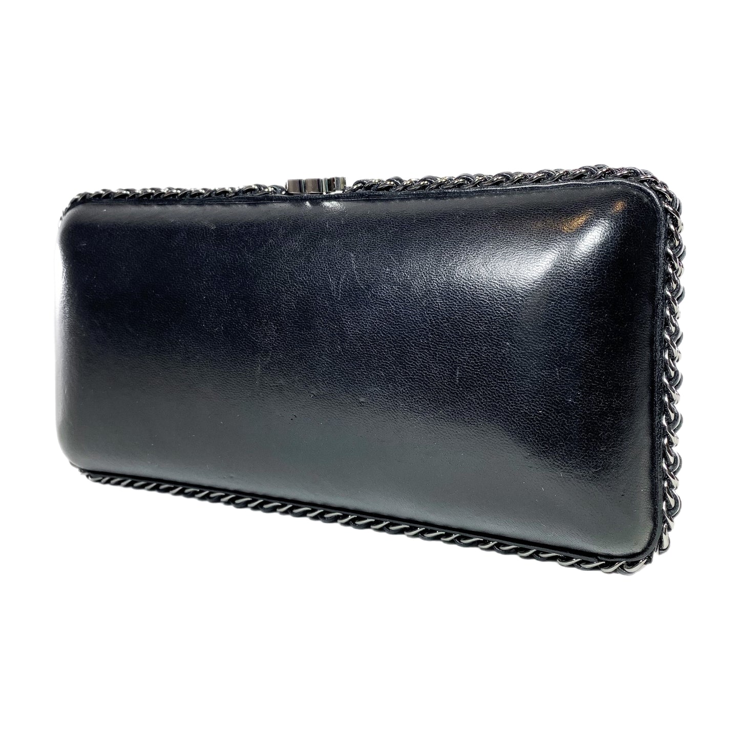 Chanel Black Silver Fringe Clutch