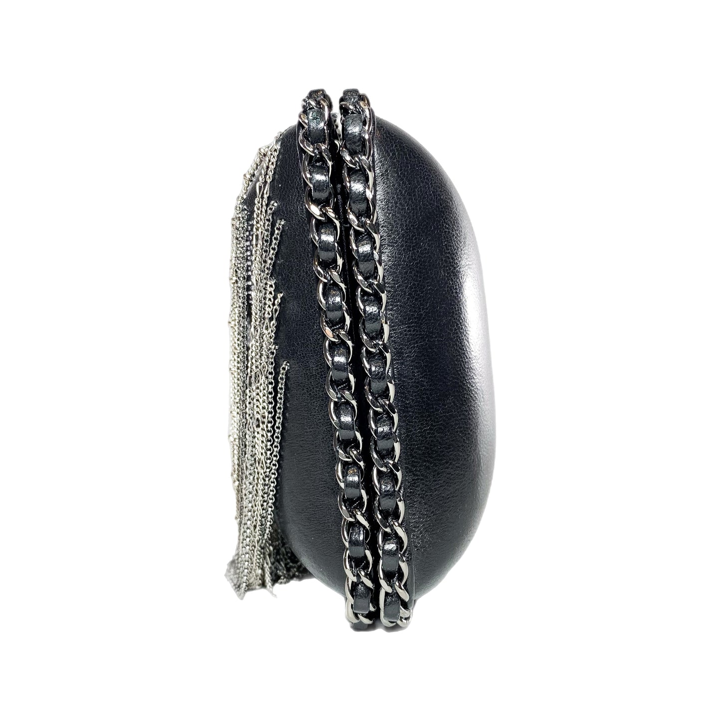 Chanel Black Silver Fringe Clutch