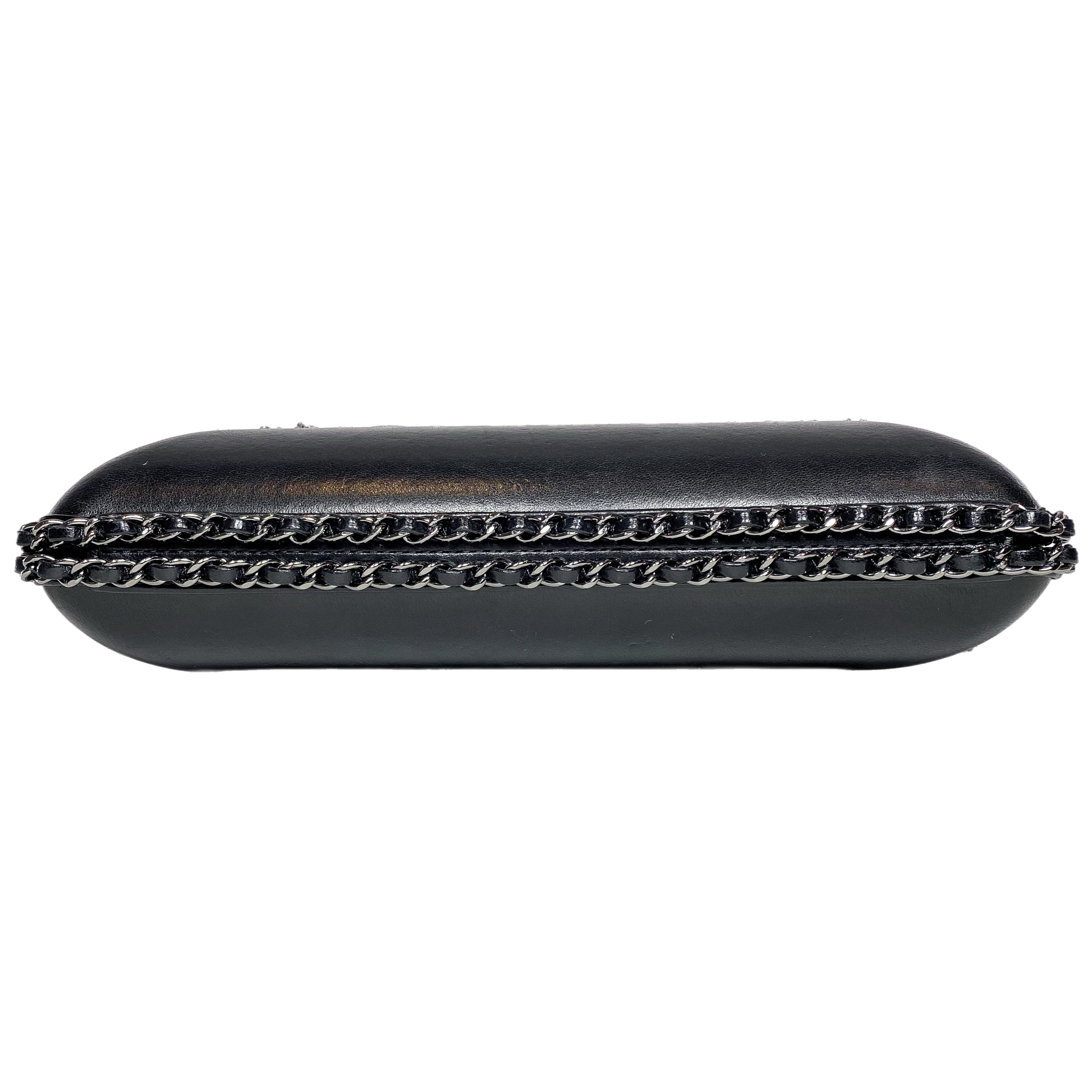 Chanel Black Silver Fringe Clutch