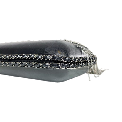 Chanel Black Silver Fringe Clutch
