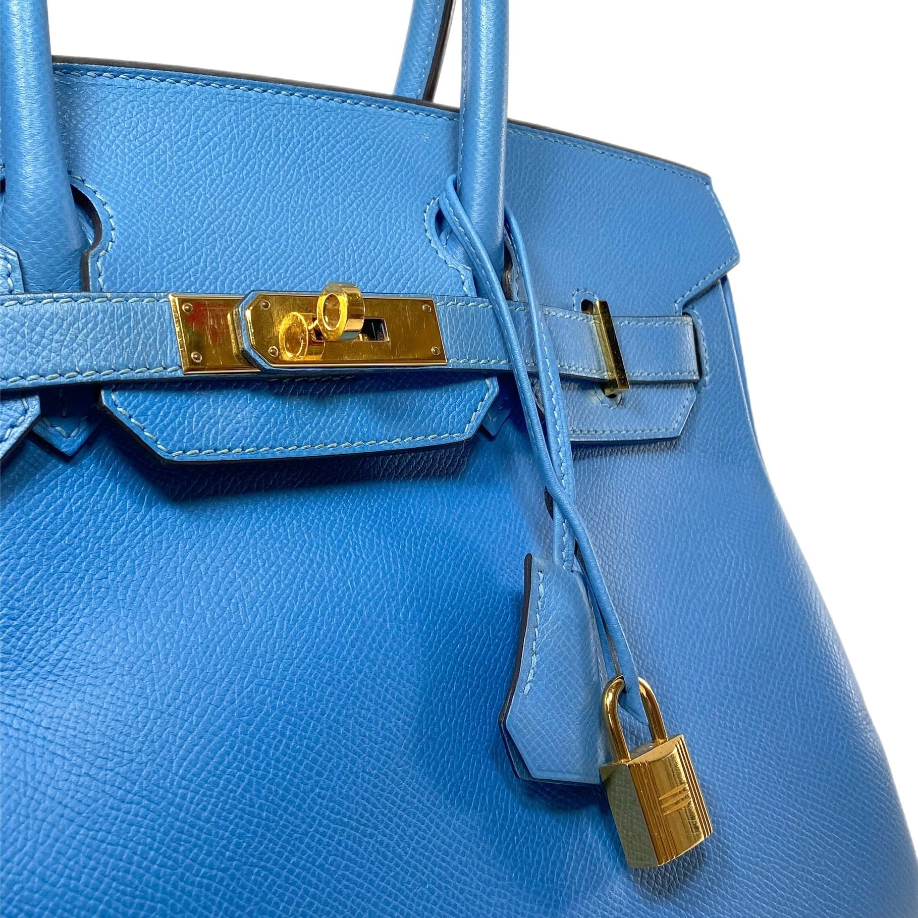 Hermes Birkin 30 Bleu Paradis Epsom Gold Hardware