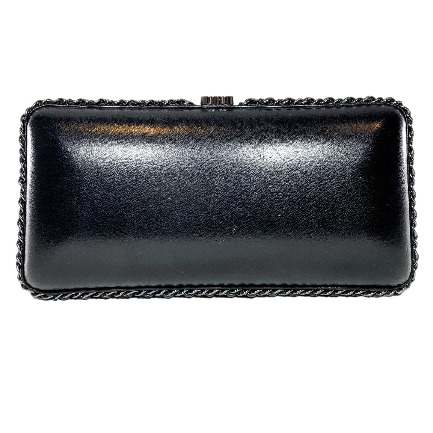 Chanel Black Silver Fringe Clutch