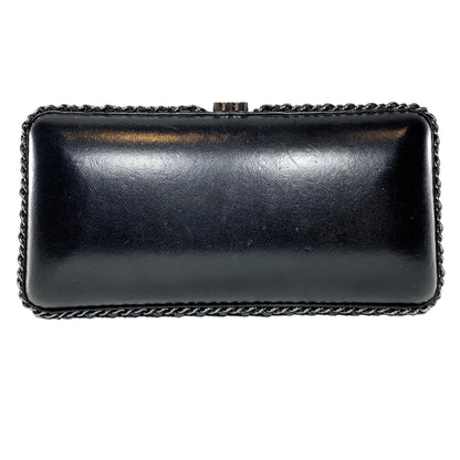 Chanel Black Silver Fringe Clutch
