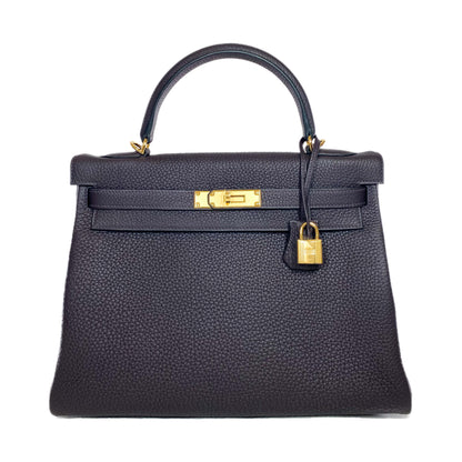 Hermes Kelly 32 Prune Noir Togo Gold Hardware