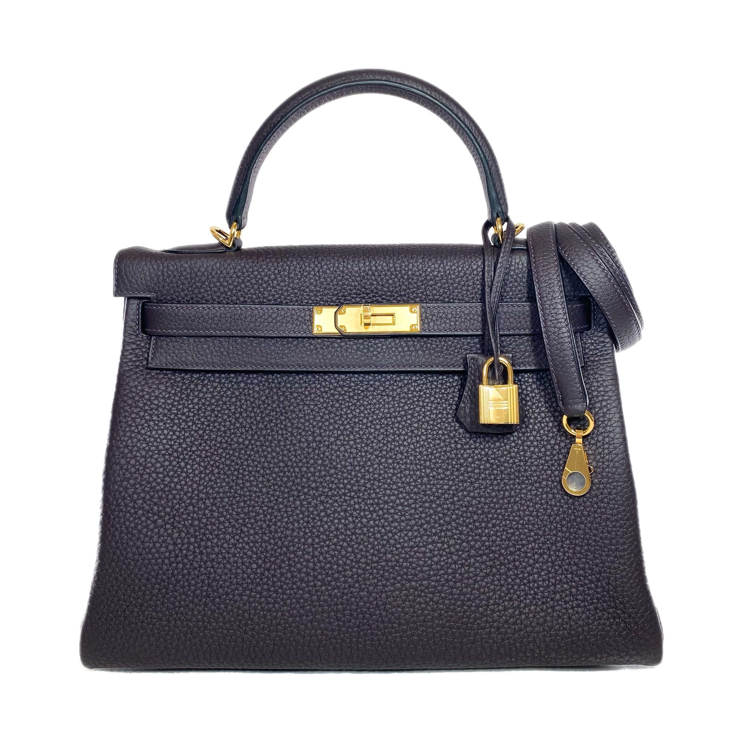 Hermes Kelly 32 Prune Noir Togo Gold Hardware