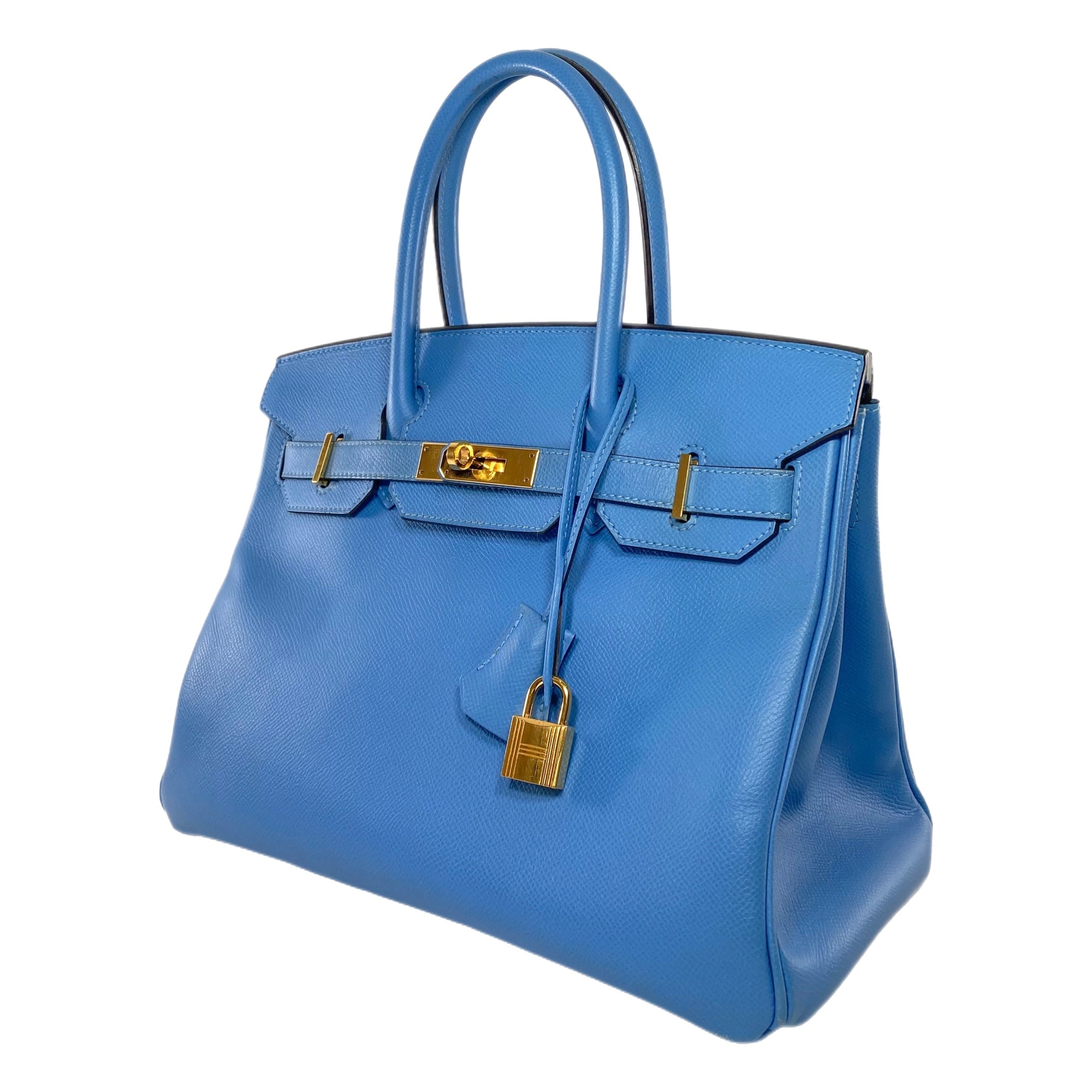 Hermes Birkin 30 Bleu Paradis Epsom Gold Hardware