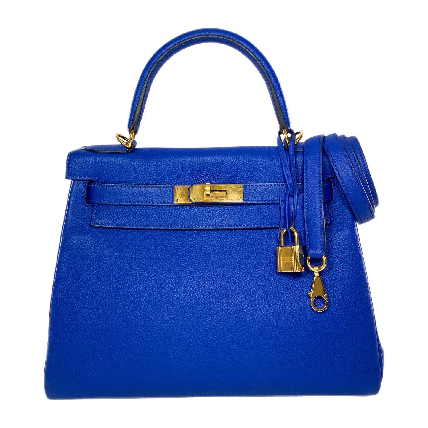 Hermes Kelly 28 Bleu Electric Togo Gold Hardware