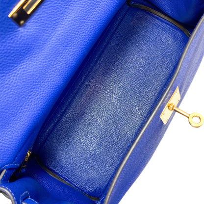 Hermes Kelly 28 Bleu Electric Togo Gold Hardware