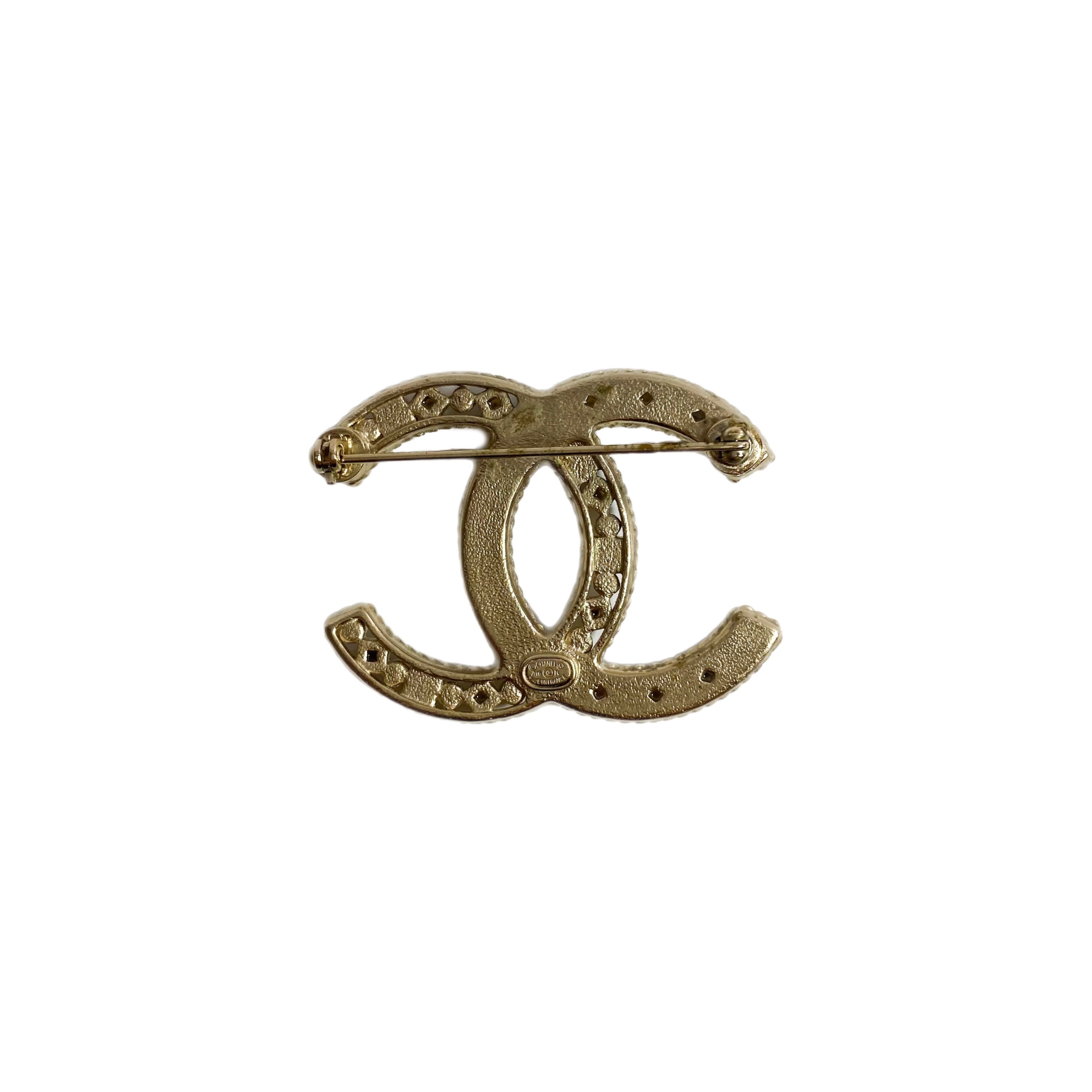 Chanel CC Gold Beaded Brooch