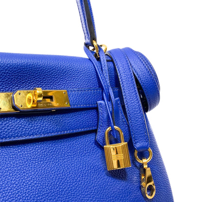 Hermes Kelly 28 Bleu Electric Togo Gold Hardware