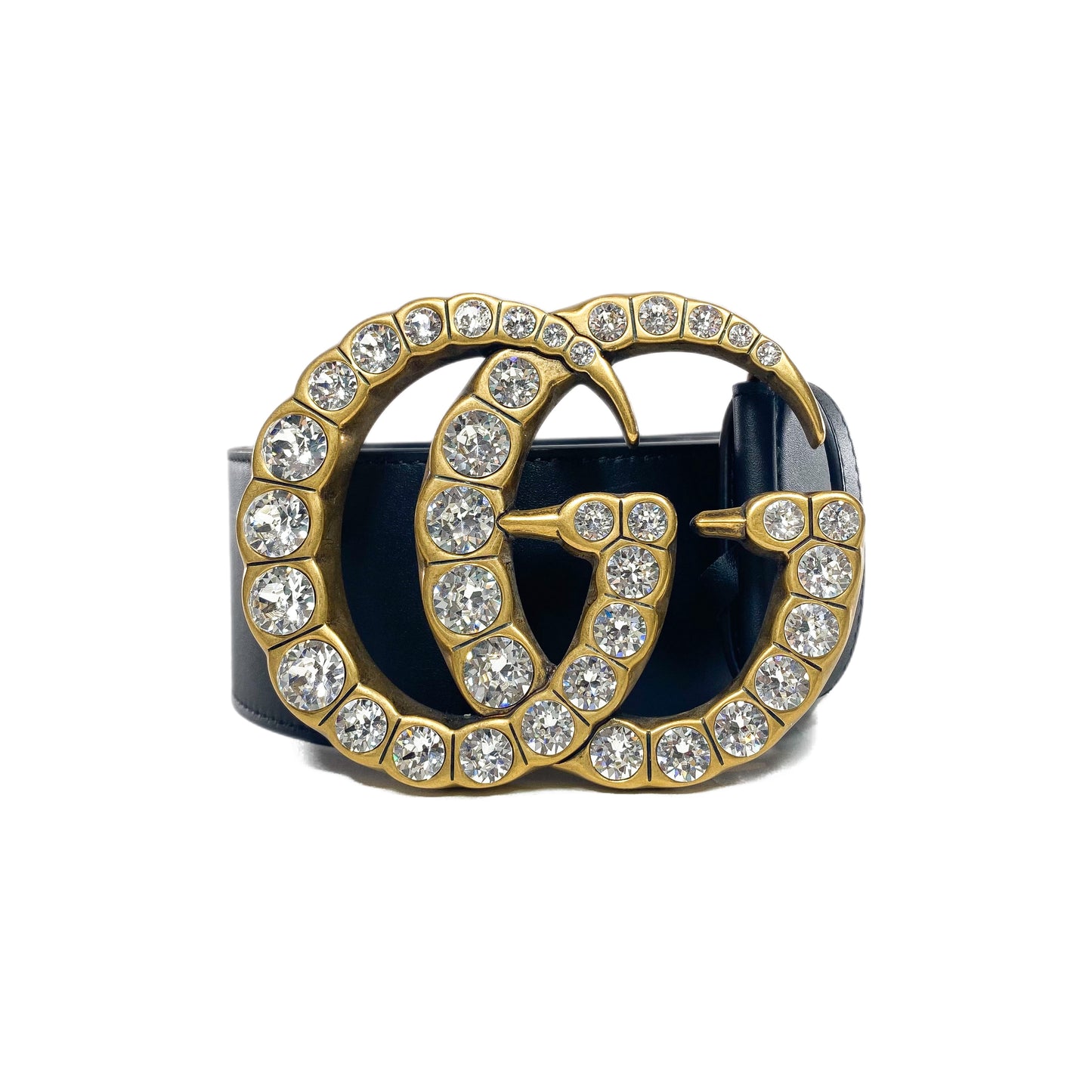 Gucci Extra Wide Black Crystal GG Marmont Belt