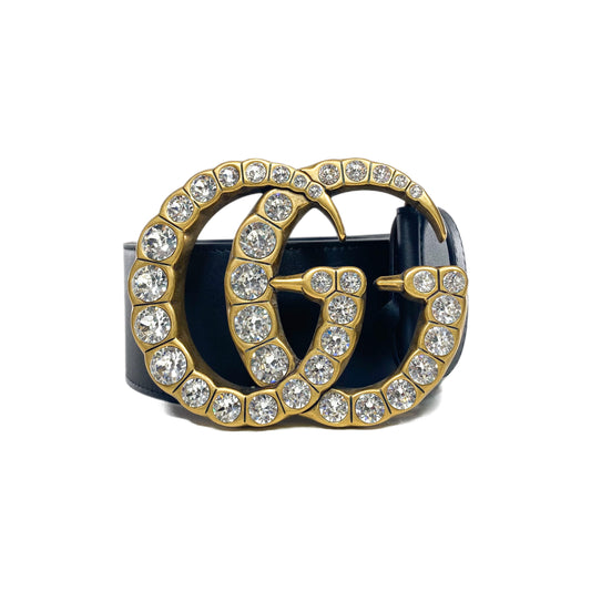 Gucci Extra Wide Black Crystal GG Marmont Belt