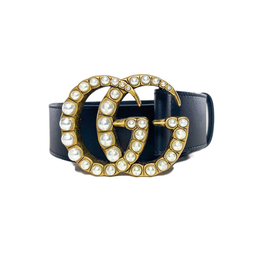 Gucci Black Pearl GG Marmont Belt