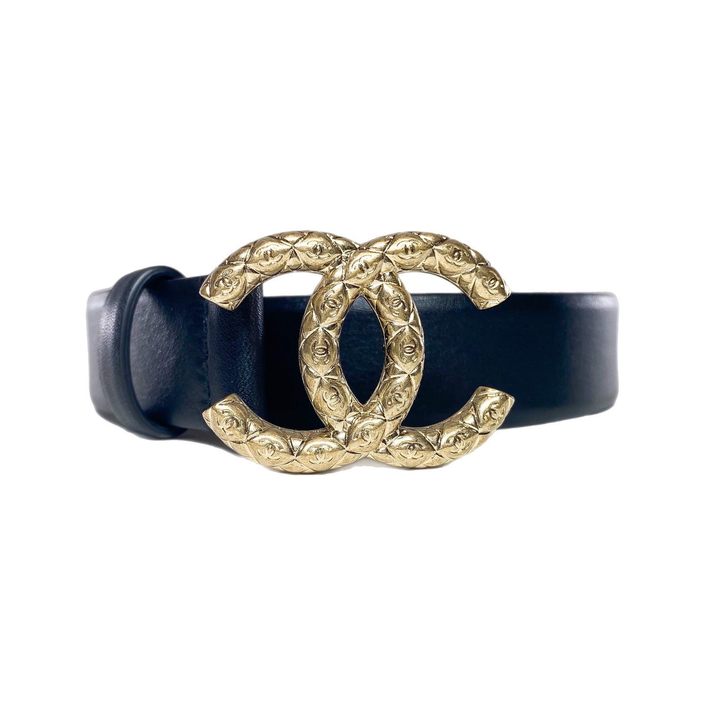 Chanel Black Quilted CC Buckle Belt