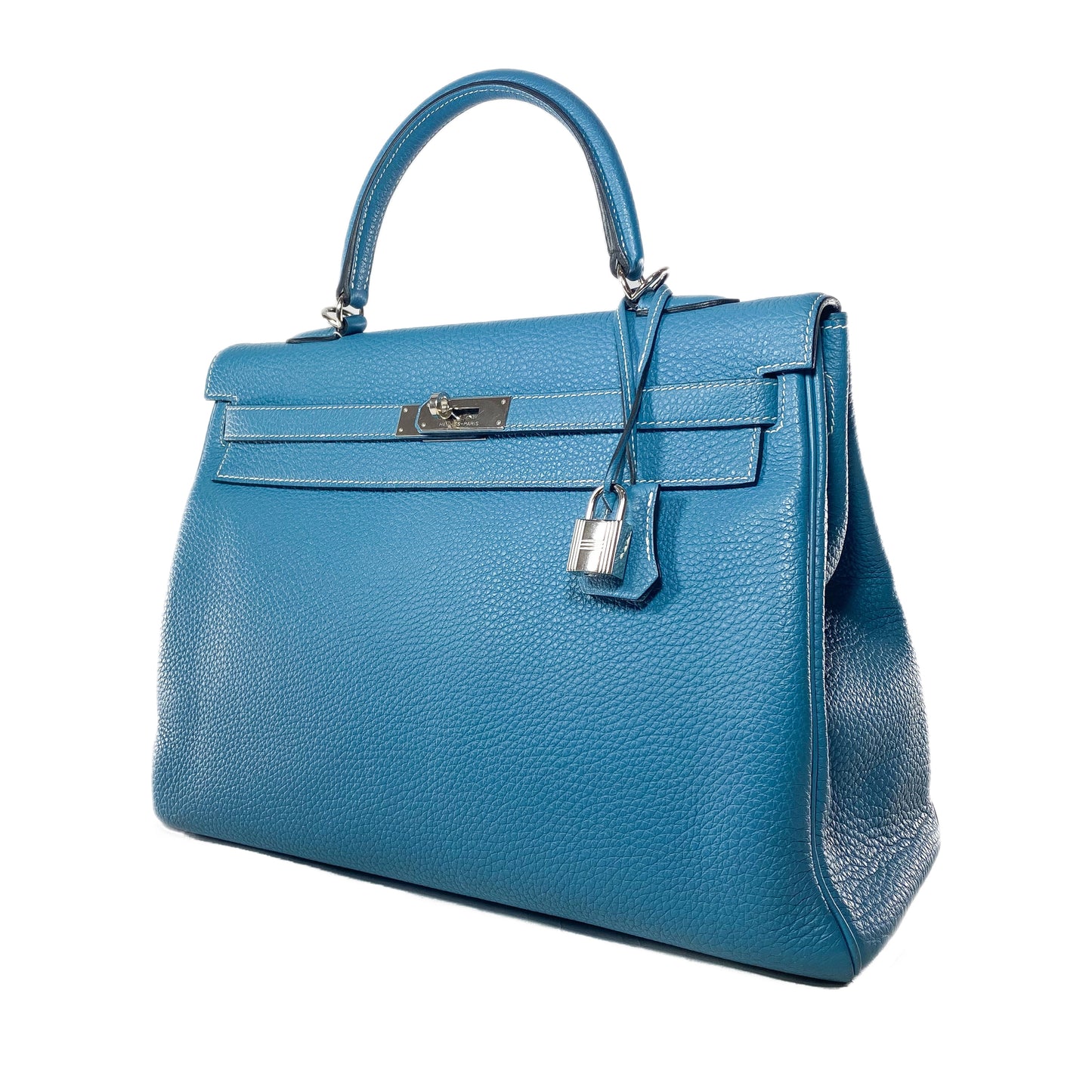 Hermes Kelly 35 Blue Jean Togo Palladium Hardware