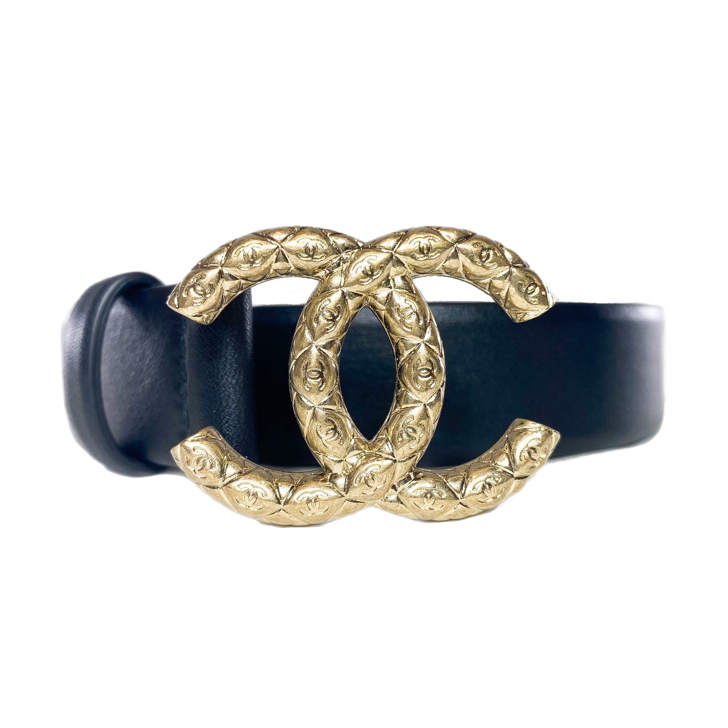 Chanel Black Quilted CC Buckle Belt