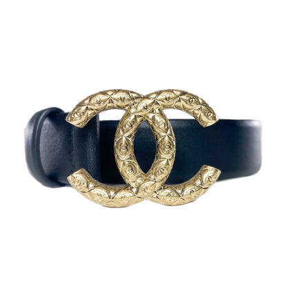 Chanel Black Quilted CC Buckle Belt