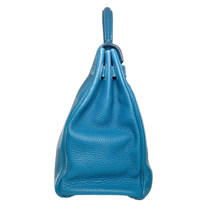 Hermes Kelly 35 Blue Jean Togo Palladium Hardware