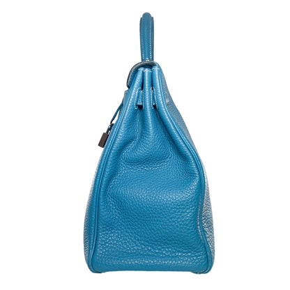Hermes Kelly 35 Blue Jean Togo Palladium Hardware