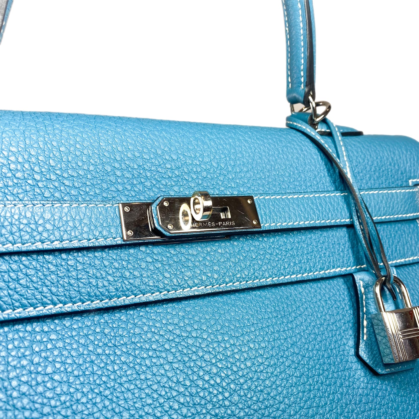 Hermes Kelly 35 Blue Jean Togo Palladium Hardware