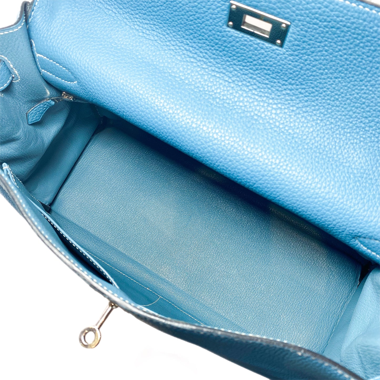 Hermes Kelly 35 Blue Jean Togo Palladium Hardware
