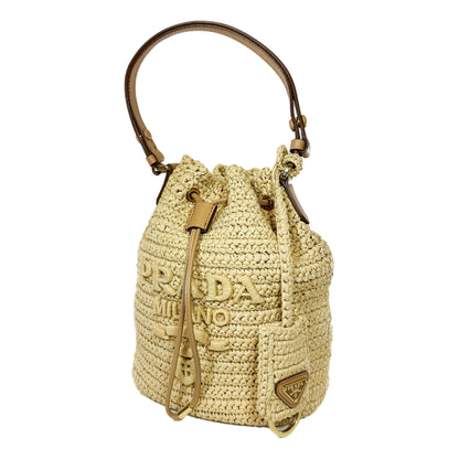 Prada Raffia Crossbody Bucket Bag