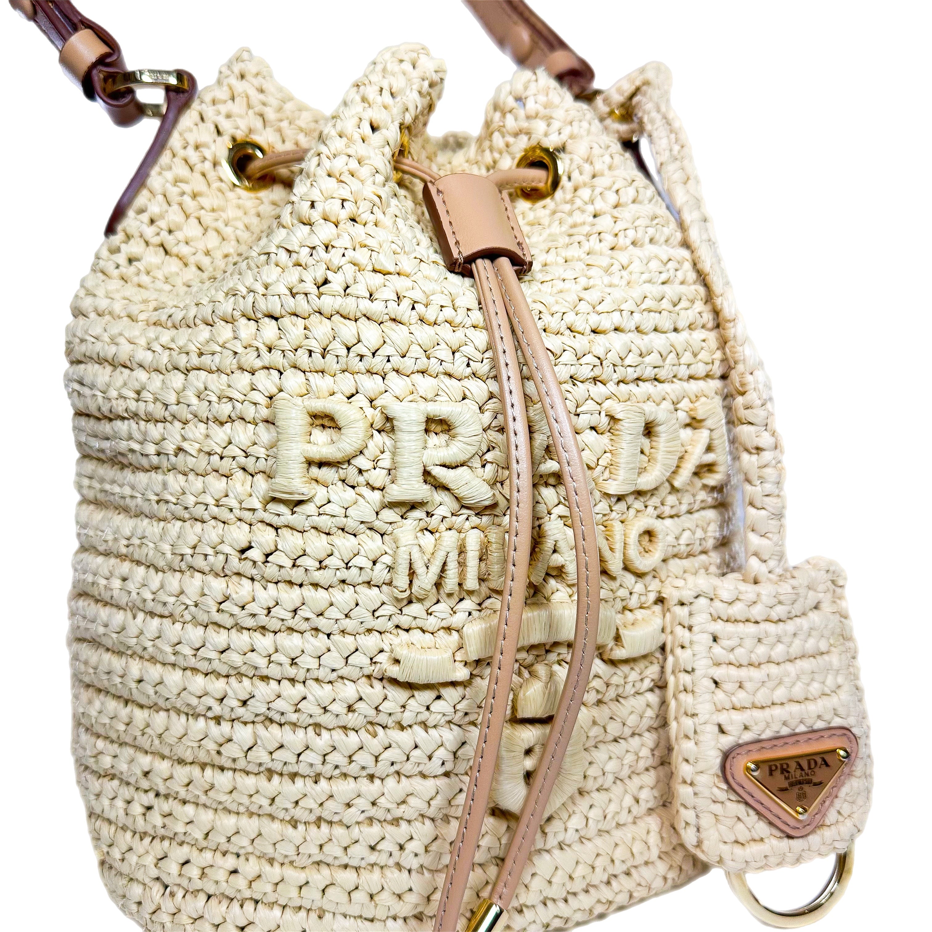 Prada Raffia Crossbody Bucket Bag | Consign of the Times ™