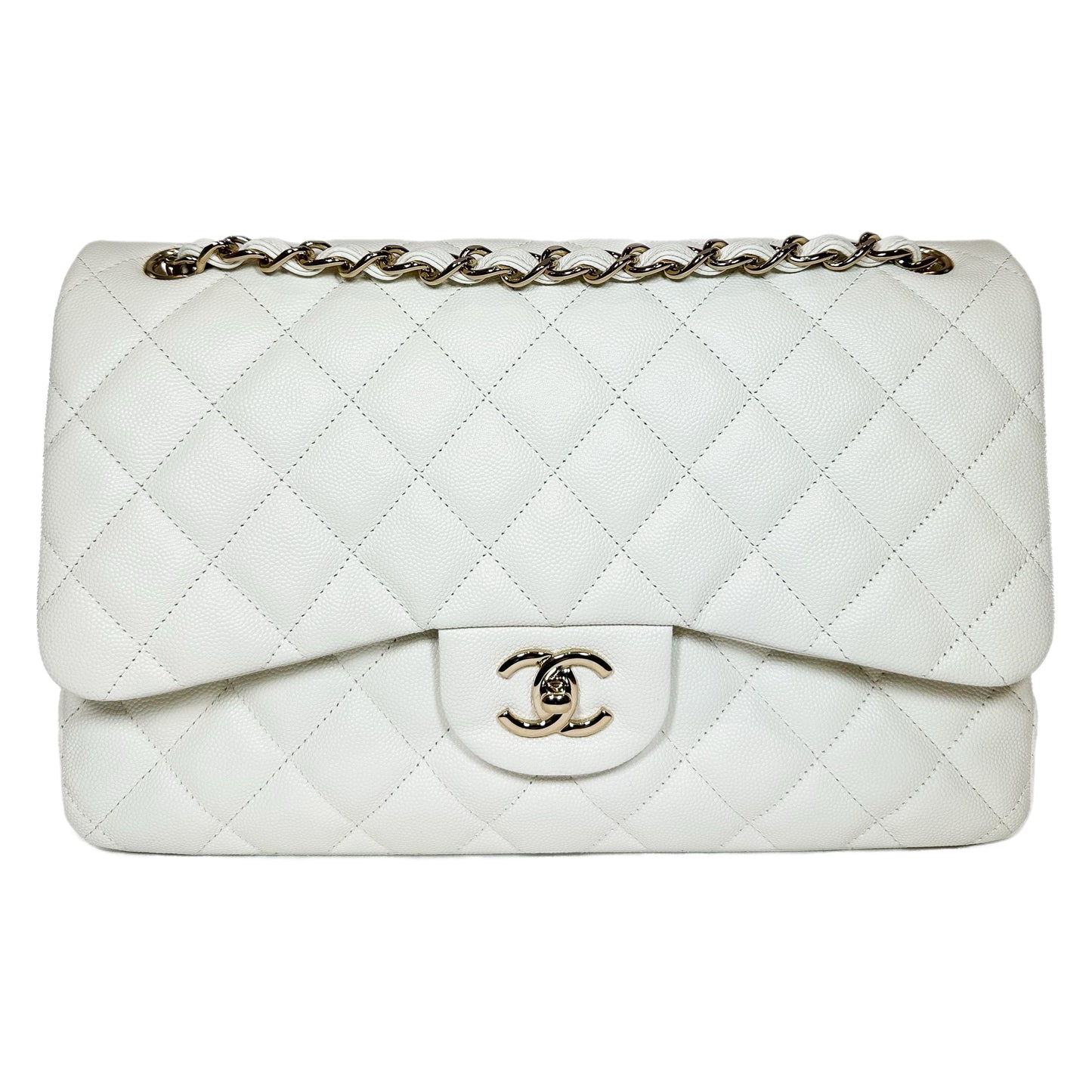 Chanel White Jumbo Double Flap Bag