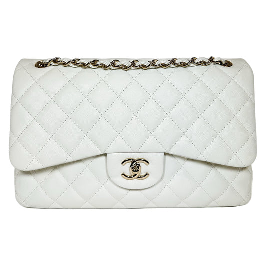 Chanel White Jumbo Double Flap Bag
