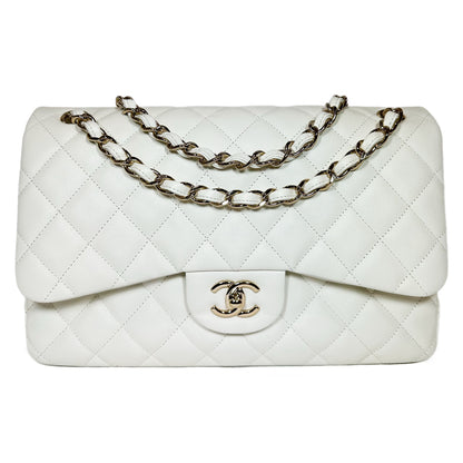 Chanel White Jumbo Double Flap Bag