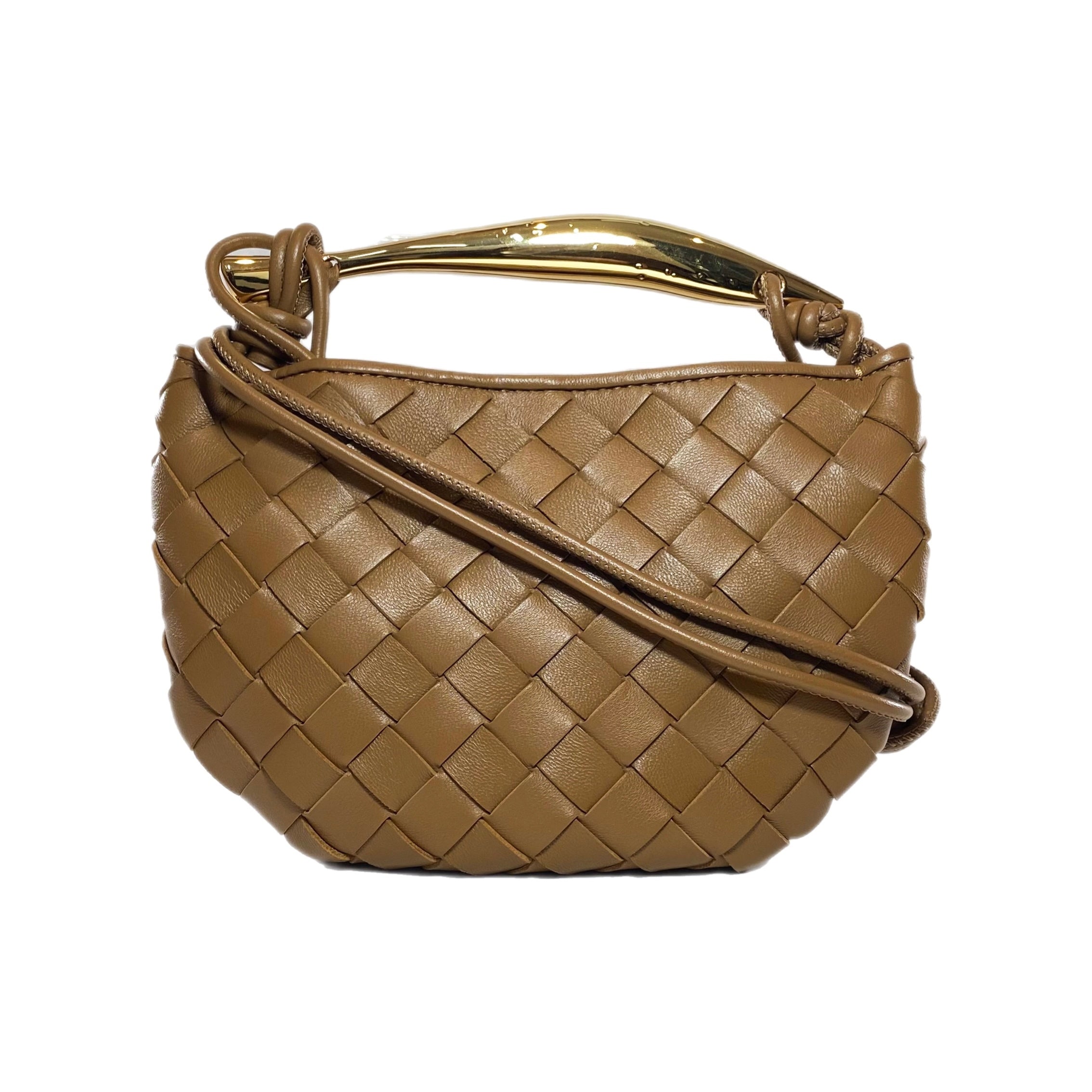 Bottega Veneta Mini Sardine Brown Top Handle Bag