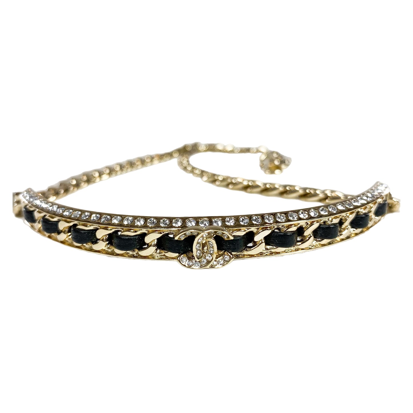 Chanel Black Gold Woven Crystal Choker