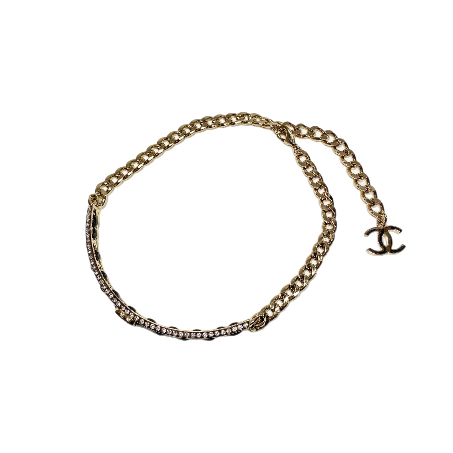 Chanel Black Gold Woven Crystal Choker