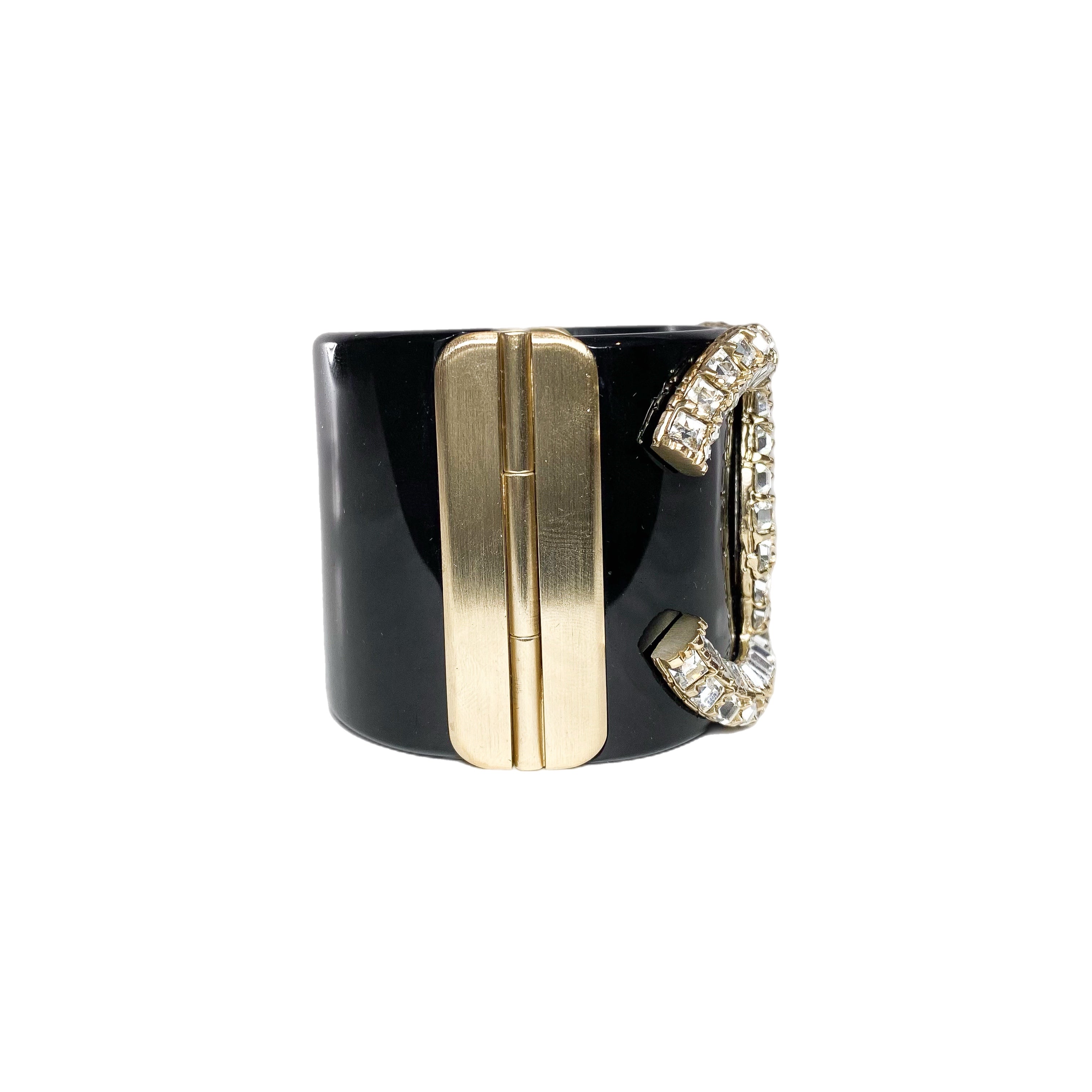 Chanel Black Crystal CC Resin Cuff | Consign of the Times ™