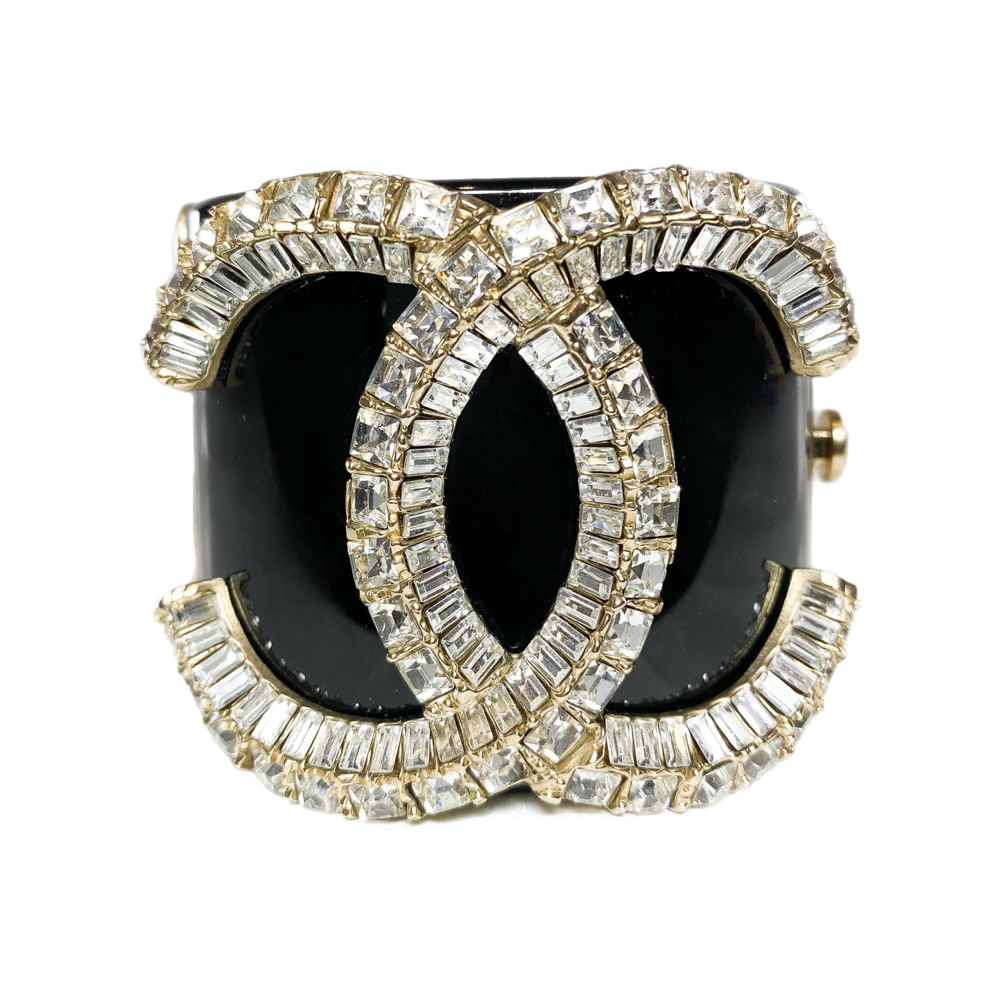 Chanel Black Crystal CC Resin Cuff