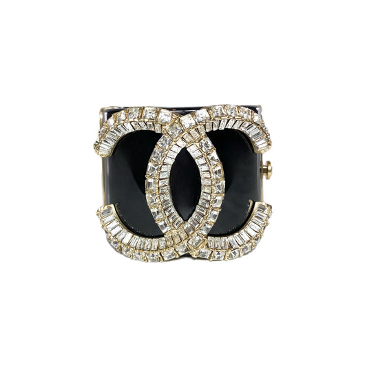 Chanel Black Crystal CC Resin Cuff