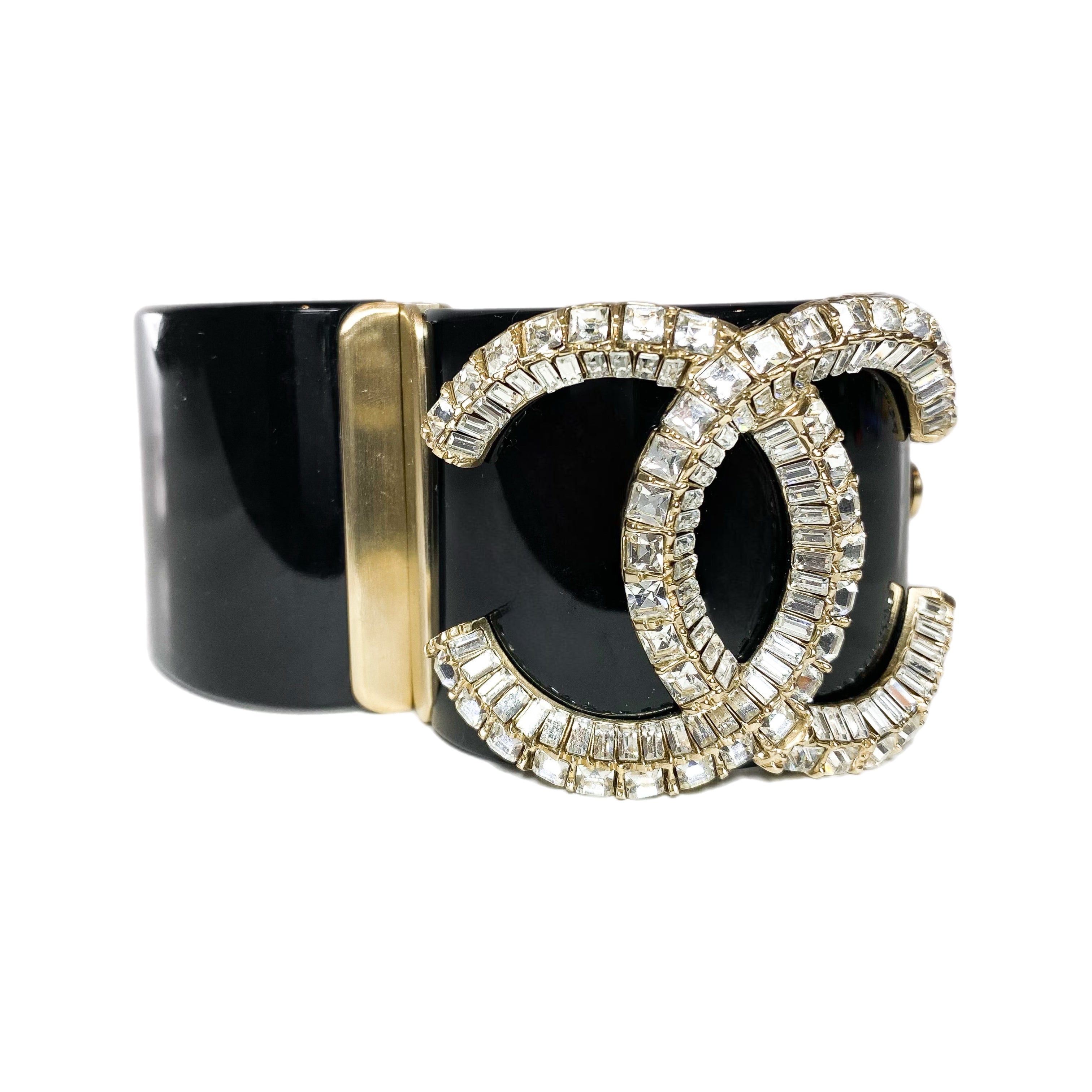 Chanel Black Crystal CC Resin Cuff