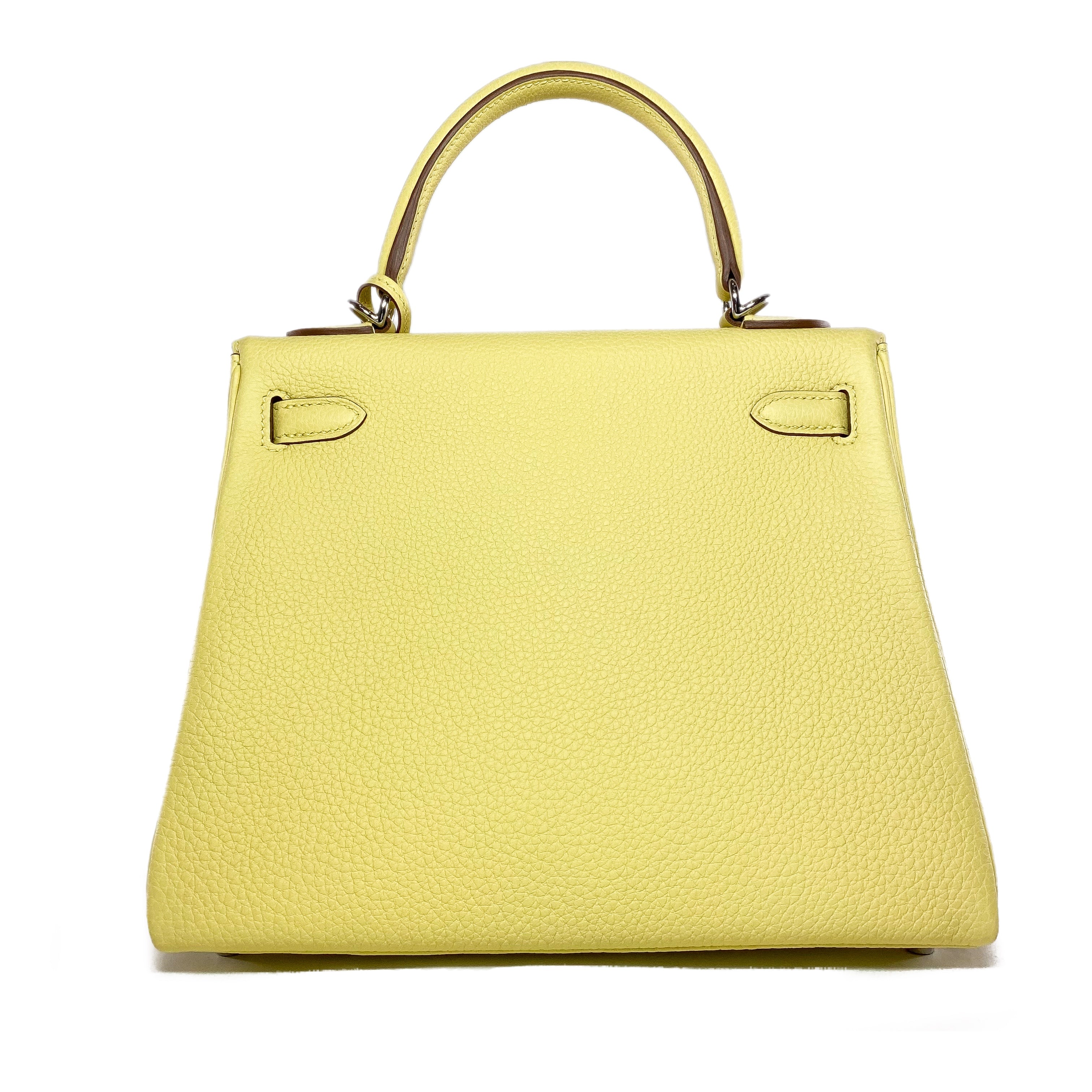 Hermes Kelly 25 Jaune Poussin Togo Palladium Hardware