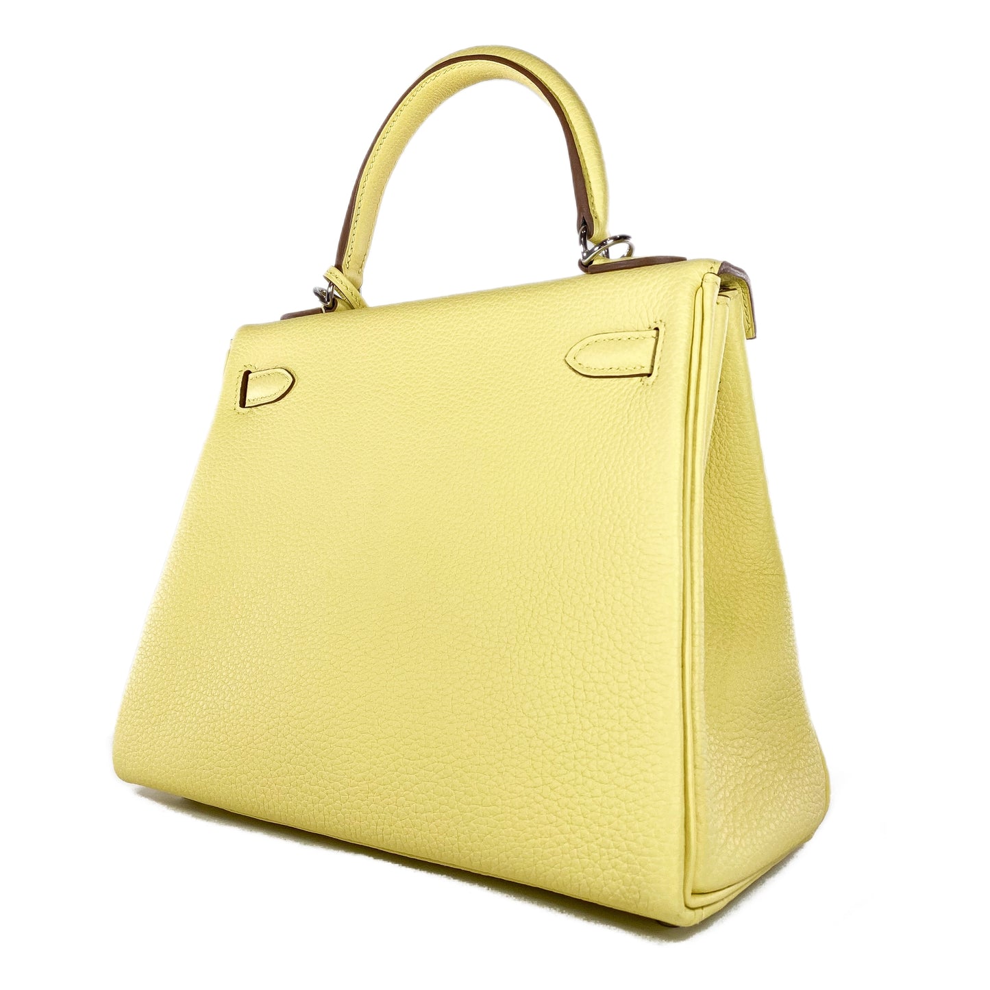 Hermes Kelly 25 Jaune Poussin Togo Palladium Hardware