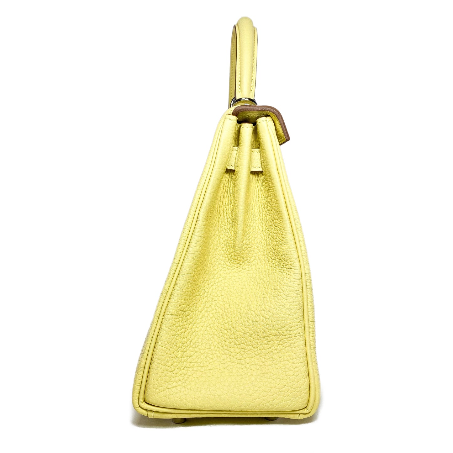 Hermes Kelly 25 Jaune Poussin Togo Palladium Hardware