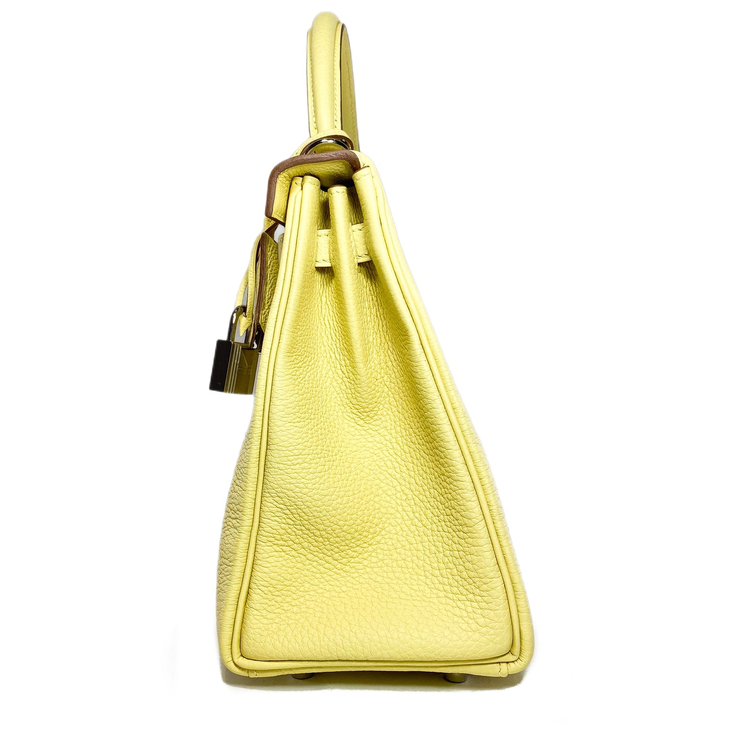 Hermes Kelly 25 Jaune Poussin Togo Palladium Hardware