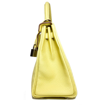Hermes Kelly 25 Jaune Poussin Togo Palladium Hardware