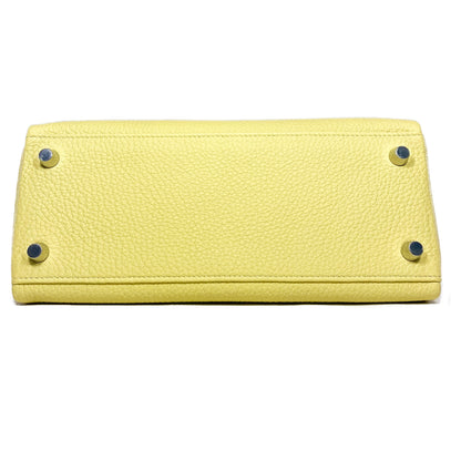 Hermes Kelly 25 Jaune Poussin Togo Palladium Hardware